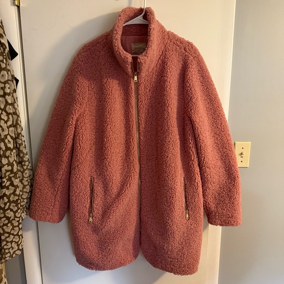 Loft Teddy Bear Sherpa Pink Coat  size XL - Picture 3 of 8